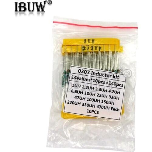 0307 1uH to 470uH Inductor, 14valuesX10pcs=140pcs,,color ring Inductor Assorted Kit
