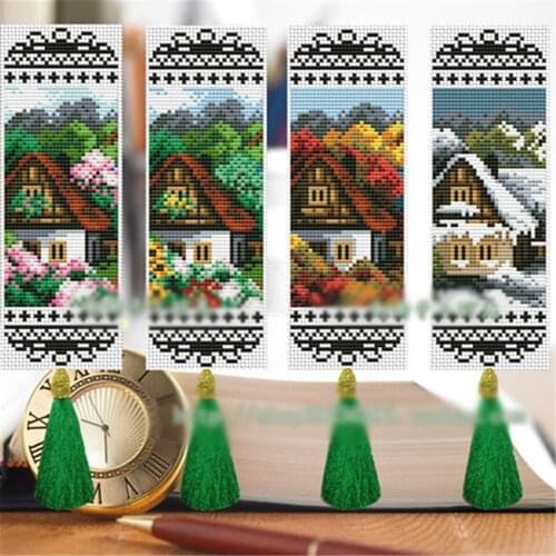 1-1 DIY Craft Stich Cross Stitch Bookmark Christmas Plastic Fabric Needlework Embroidery Crafts Counted Cross-Stitching Kit