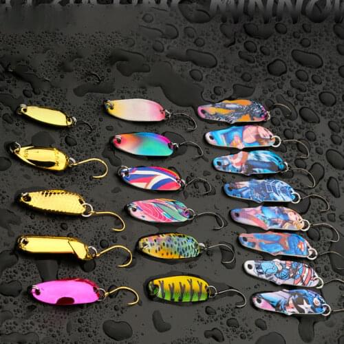 10pcs Fishing Bait Fishing Metal Spoon Lure Bait for Trout Bass Spoons Small Hard Sequins Spinner Spoon 1.5g 2.5g 2.7g 3.2g