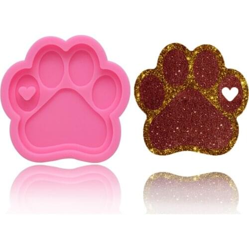 2 Pcs/Set Love Bear Paw Keychain Casting Silicone Mould DIY Crafts Plaster Soap Jewelry Pendant Making Epoxy Resin Mold