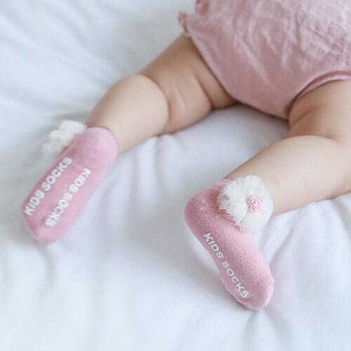 3Pcs Flower Baby Girls Socks Elegant Newborn Kid Cute Sweet Cotton Socks Casual Plain Lovely Infant Accessories