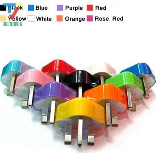 300pcs/lot Colorful for Iphone 5 UK Plug USB Charger AC Wall Charger Usb Power Adapter Charger for IPhone8 7 6 wholesale cheap