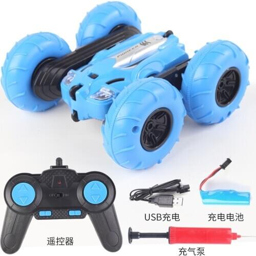 360 rotation double side stunt tipper electric four-wheel off-road inflatable bounce car childrens remote control toy car