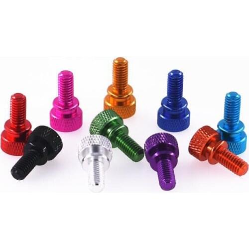 4pcs M6 thumb aluminium screws flat pineapple step grain knurled bolt male screw anode oxidation multi-color 10mm length