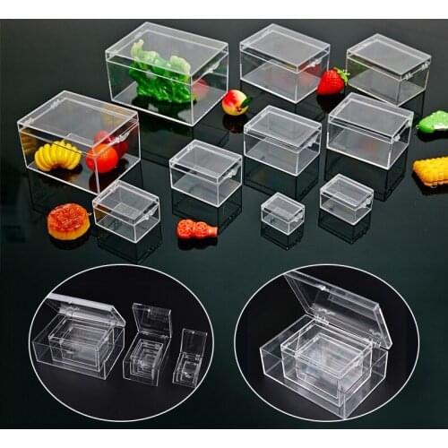 9 Size Transparent Small Square Clear Plastic Storage Boxes For Mini Jewelry/Beads/Crafts Display Packaging Box Desktop Decor