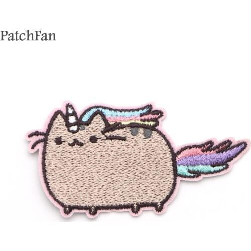 A0269 Patchfan Popular Cartoon cartoon cat Embroidered Patch for T-shirt Sweater thermal transfer paper iron on Patches for DIY