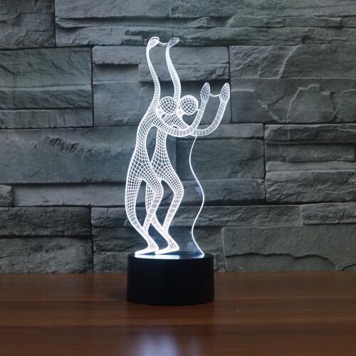 Abstract Dancing Creative 3d Light Led Energy saving Gradual Variation Table Lamp For Bedroom Colorful Nightlight