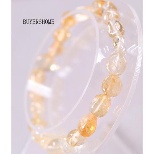 Free Shipping For Women Jewelry Stretch Irregular Shape Natural Stone Beads Yellow Crystal Bracelet 7.5" 1Pcs H1310