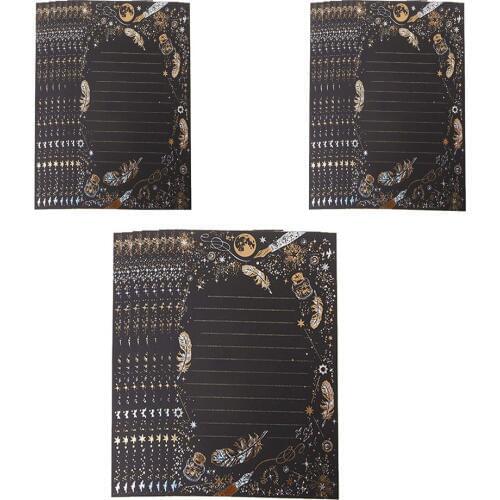 XRHYY Black Writing Letter High-end Vintage Bronzing Feather Blessing Letter Paper Pad Writing Office Retro Kraft Letter Paper