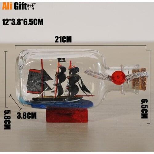 Home Decor Mini Sailing Pirate Boat Ship Small Wood Cork Glass Drift Charm Wishing Bottle Vial Valentines Day Gift