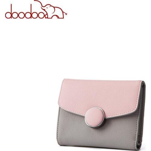 Doodoo Women Leather Wallet Clutch Purse Lady Short Handbag Bag Slim Mini Wallet Women Small Clutch Female New Purse Coin Holder