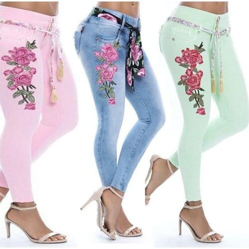 FANAN Women's Jeans With Embroidery