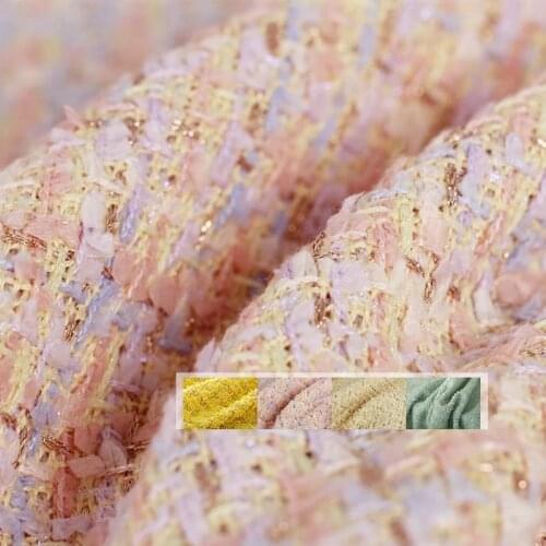 France Bright Yellow Tweed Fabrics Garment Material Autumn Women Jacket Coat Sewing Cloth Tailor