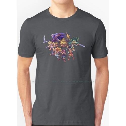 Chrono Trigger Cast T Shirt 100% Pure Cotton Chrono Trigger Chrono Cross Crono Lucca Marle Frog Robo Ayla Magus Lavos Cast Rpg