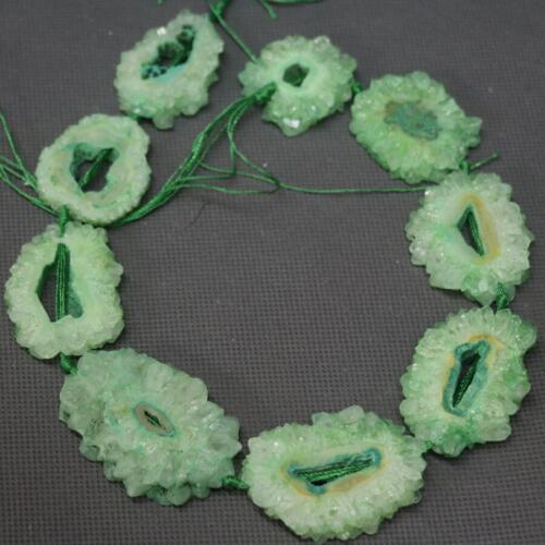 KINDGEMS Big Formed Green Druzy Crystal Quartz Beads Pendant Necklace, Women Connector Accessories Popularity European Jewelry