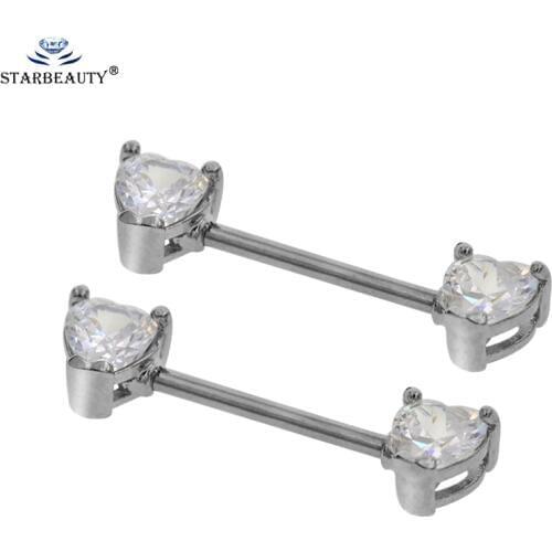 2Pcs New Arrival Zircon Stone Nipple Ring 1.6*14mm Nipple Piercing Dangle Body Jewelry Nipple Pirsing Christmas Gift
