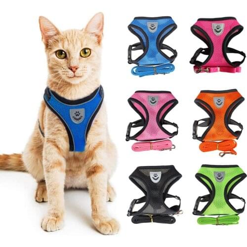 Cat Dog Harness and Leash Set for Walking Escape Proof Kitten Collar Harness Soft Fit for Cat Puppy Rabbits Easy Control