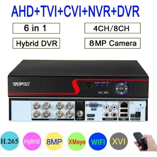 Red Panel Xmeye Hi3531D 8CH 8MP 4K H.265+ WIFI Hybrid Coaxial 6 in 1 XVI TVI CVI NVR AHD CCTV DVR Surveillance Video Recorder