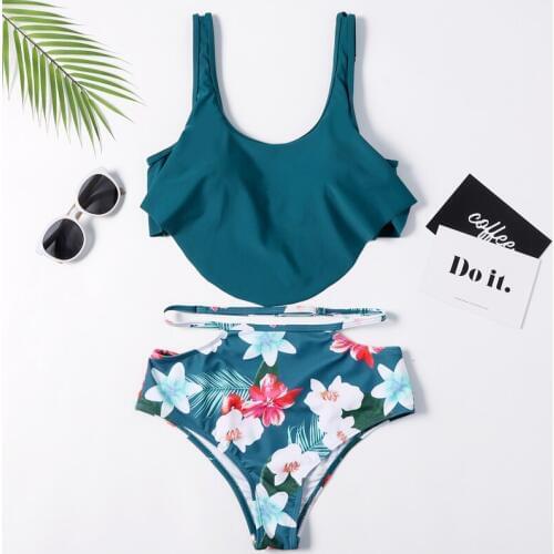 High Waist Swimsuit 2019 Sexy Bikini Women Brazilian Swimwear Floral Print Push Up Plus Size Bikini Set Swimming Suit