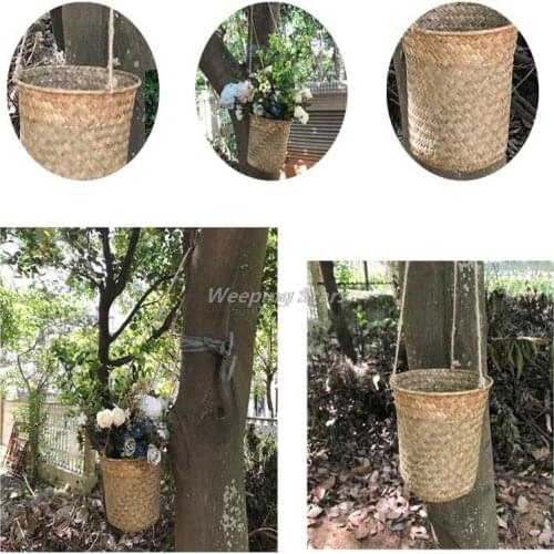 Hot Garden Plant Storage Basket Jute Rope Hanging Planter Woven Indoor Outdoor