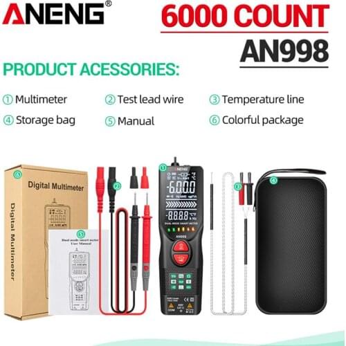 ANENG AN998 6000 Counts Multimeter AC/DC Voltage Meter Automatic Digital Gauge Tester LCD Display Electric Auto Voltmeter