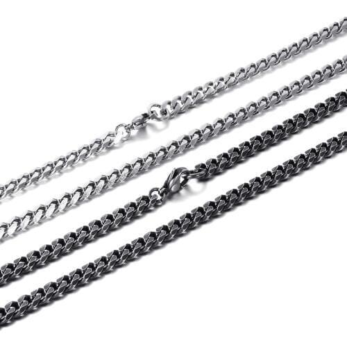 GNAYY black Stainless Steel Mens Curb Link Chain Necklace chain Fashion jewelry XMAS Gifts 5mm 66cm (26 inch)