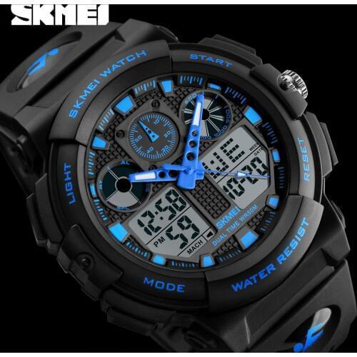 SKMEI Brand Men Watch Sport Analog Quartz Watch Man Wristwatch Dual Display BackLight Digital 12/24 Hour Relogio Masculino Clock