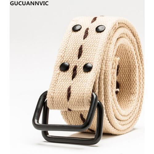 HOT 9 color double ring buckle knitted men belt personality rivet canvas Extended belt for Men and Women young Universal straps
