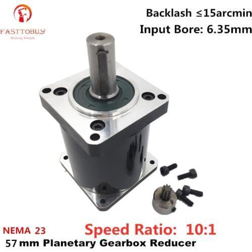 NEMA23 Input 6.35mm Planetary Gearbox Reducer Ratio 10:1 for NEMA23 57mm Servo/Stepper Motor ,57XG