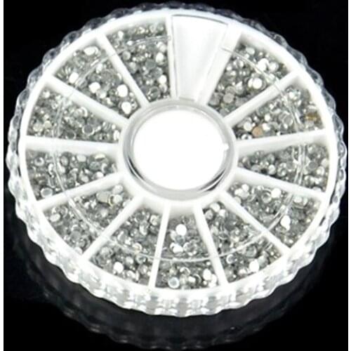 New Hot 1200Pcs Nail Art Decoration Clear Round Rhinestone Glitter Tip Wheel SMR88