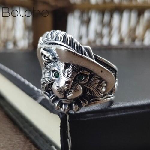 New Real pure S925 silver men and women ring domineering retro cute owl personality love fearless Valentines day gifts