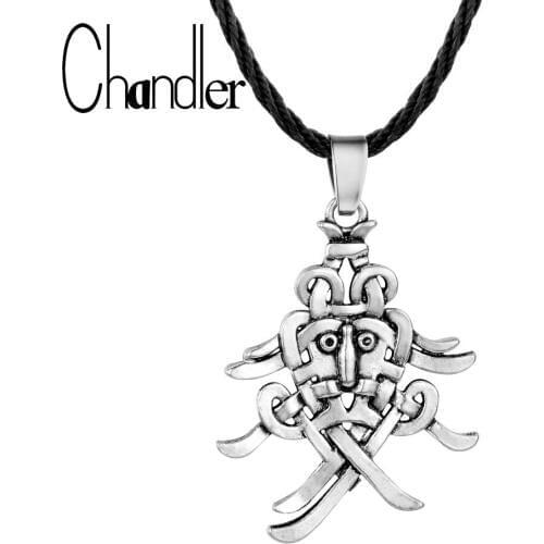Chandler Mask Aarhus Replica of Image Runestones Amulet Viking Age Pendant Necklace For Women Men East Medieval Jewelry