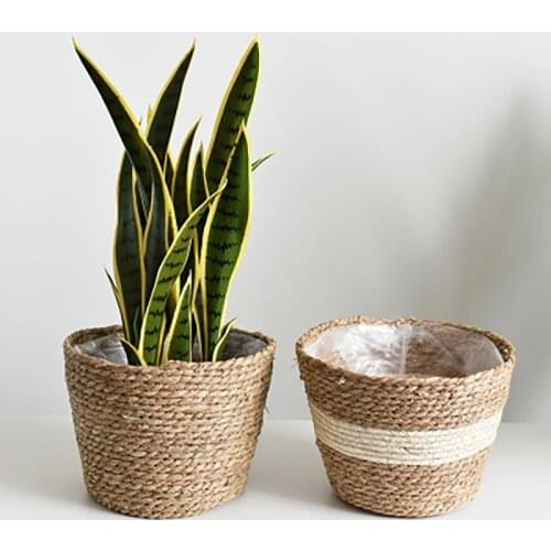 Woven Flower Basket Straw Flower Basket Organizador Flower Basket Weaving Potted Plants Flower Pot Decoration For Living Room