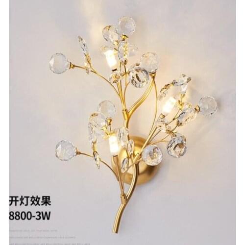 Post Modern LED Luxury Wall Lamp Gold AC95-260V K9 CrystalLing Room Bedroom Bedside Wall Fixtures Lighting Indoor