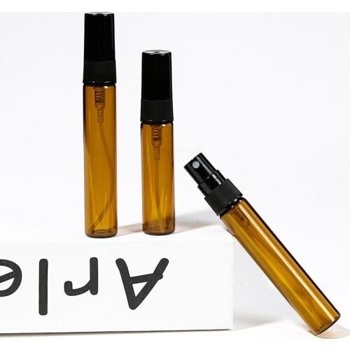 Transparent Brown Glass Refillable Bottles 100pcs/lot 10ml Spray Clear Perfume Bottles Wholesale