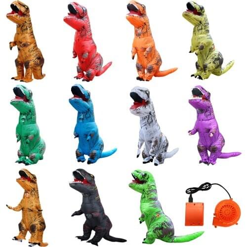 Hot Sale Adult Kids Dinosaur Inflatable Costumes Fancy Halloween Cosplay Party Costume Funny Cartoon Carnival T-Rex Dino Dress