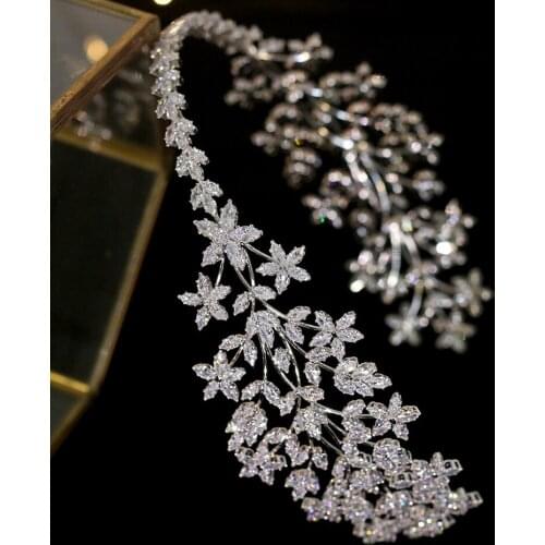 Luxury wedding hair band wedding hair accessories bride crystal headdress handmade ethnic headdress zirconia crown