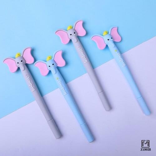 Kawaii Pens 24 Pcs 0.5mm Black Ink Cute Cartoon Animal Elephant Gel Pen Creative Novelty Stationery School Office Gift for Girl
