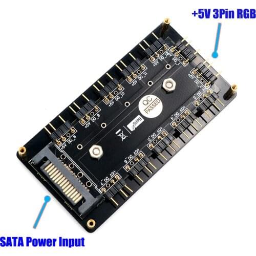 12 way 5V RGB LED Splitter Hub with PMMA Case and Magnetic standoff for ASUS/MSI 5V 3pin LED controller