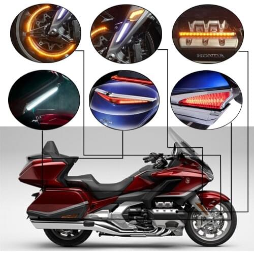 Chrome or Black Motorcycle Front and Rear Turn Signal LED Brake Light For Honda Gold Wing GL 1800 GL1800 F6B 2018 2019 2020 2021