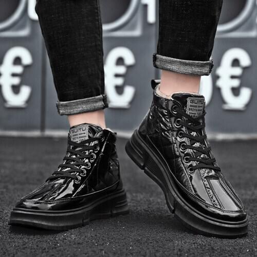 All-match casual shoes mens new high-top shoes warm cotton shoes fashion sports shoes plus velvet outdoor trekking shoes trend