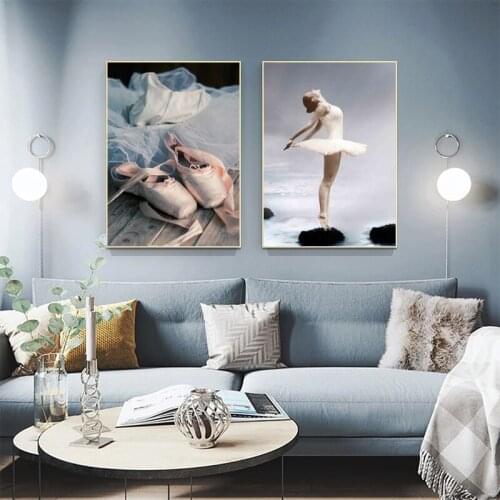 Elegant Ballet Dancer Girl Ballet Shoes Nordic Style Modern Canvas Painting Poster and Print Wall Art Picture Home Decor Cuadros