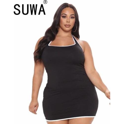Women Big Plus Size Mini Dress Ladies Fashion Sexy Party Bodycon Dress Female Sheath Dress