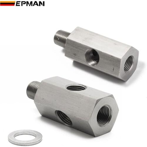 1/8'' BSPT & 1/8'' NPT & M10 Oil Pressure Sensor Tee To NPT Adapter Turbo Supply Feed Line Gauge EP-CGQ197