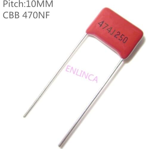 10pcs/lot 250V 470NF 0.47UF 474J Pitch 10mm 1UF 1000NF 105J Pitch 15mm 250V 5% DIP CBB Polypropylene film capacitor