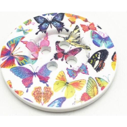 20pcs 50mm Large Wooden Buttons Butterfly Painted Fancy Sewing Accessories Button diy Carfts Embellishments Bag Decorations