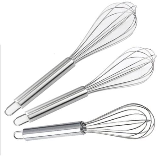 8/10/12 Inches Stainless Steel Egg Beater Hand Whisk Mixer Handle Wire Whisk Butter Whisk Kitchen Baking Cooking Gadgets