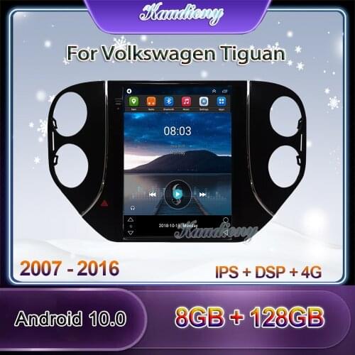Kaudiony 10.4" Tesla Style Android 10.0 Car Radio For VW Volkswagen Tiguan Car DVD Multimedia Player Auto GPS Navigation 4G GPS