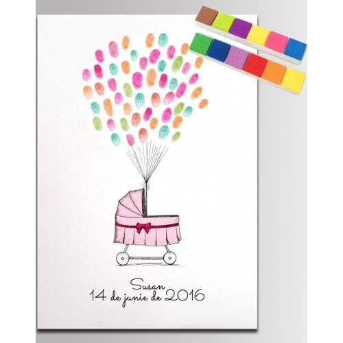Baby Shower Personalized Guest Book Fingerprint Signature Canvas Painting Regalos Comunion Baptism Birthday Souvenir wall poster
