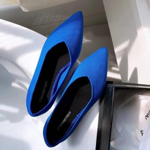 Pointed Toe Flats Ladies Flat Shoes Comfortable Ballet Knit De Mujer Loafers Autumn Gestante Boat Shoes Soft Bottom Womens Shoe
